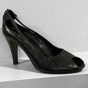 ALDO Leather Black Peep Toe Heels 37